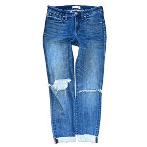 Madewell 9" High Rise Skinny Crop Ripped Distressed Stretch Jeans Size 28